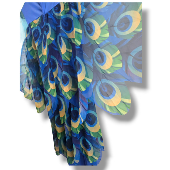 Girls Posh Peacock Costume Sz L 10/12 Jumpsuit Headpiece Hyde And Eek Halloween - Picture 5 of 11